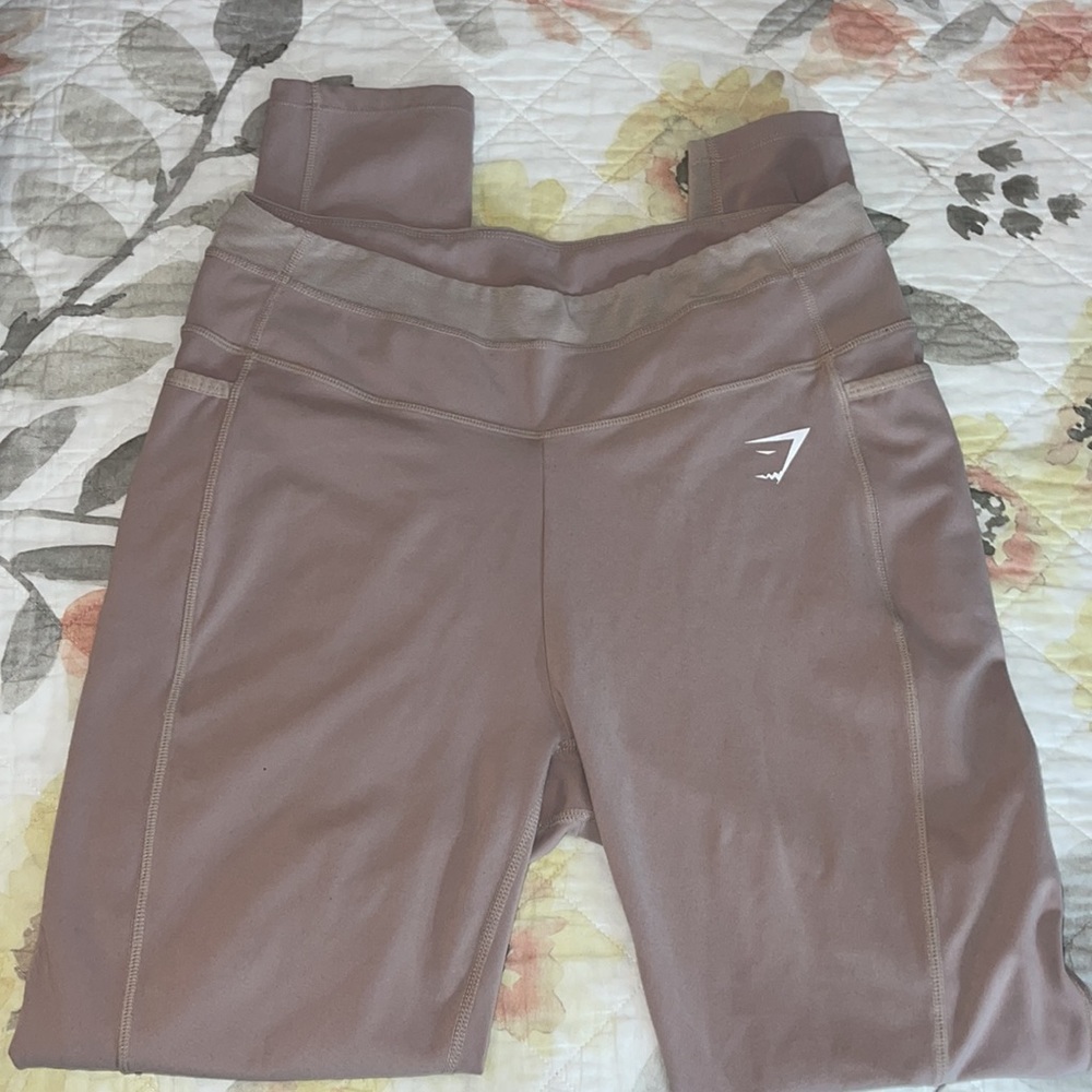 Gymshark tan leggings with side pockets